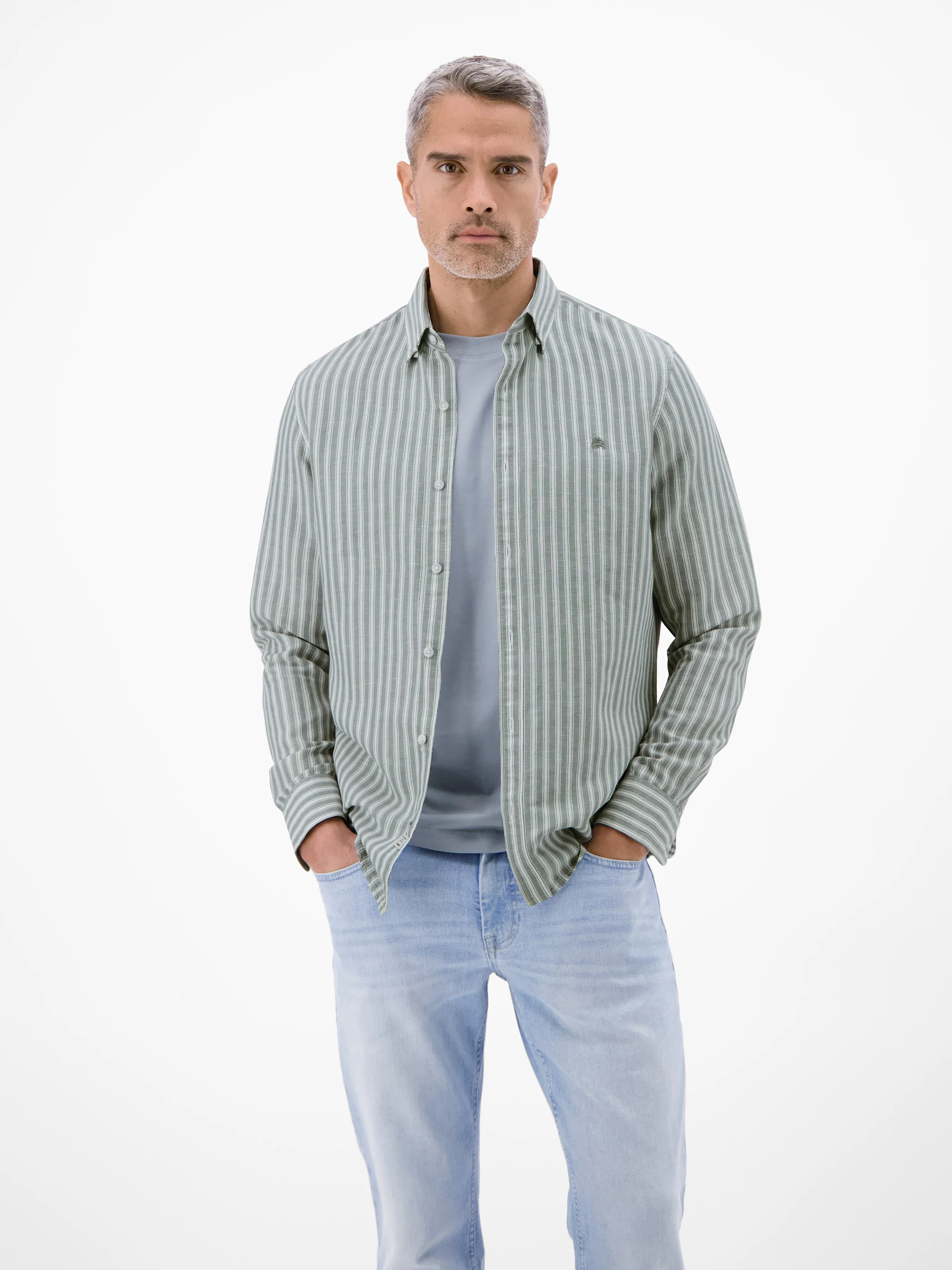 Gestreiftes Langarmhemd aus Leinen-Baumwoll-Mix - Image 3