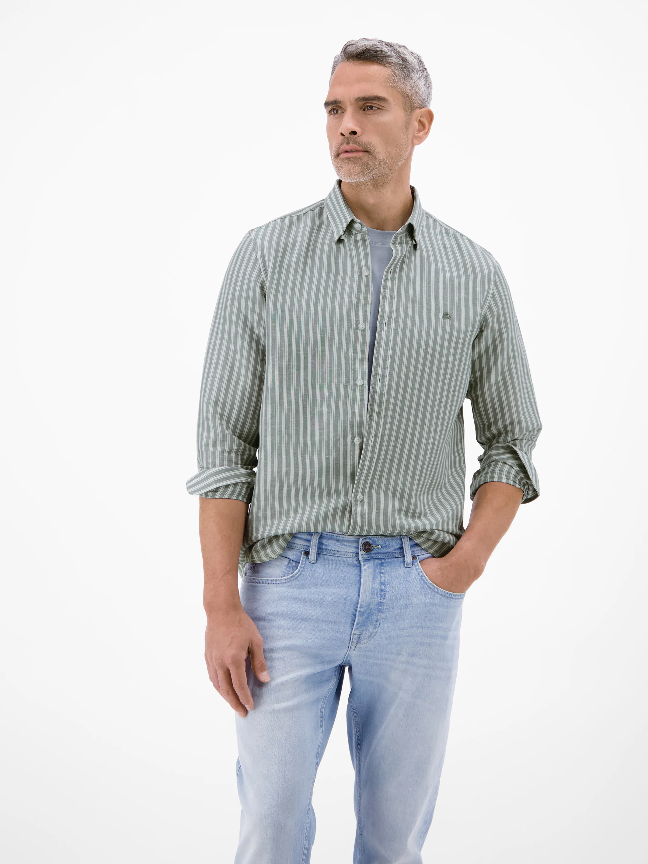 Gestreiftes Langarmhemd aus Leinen-Baumwoll-Mix - Image 7