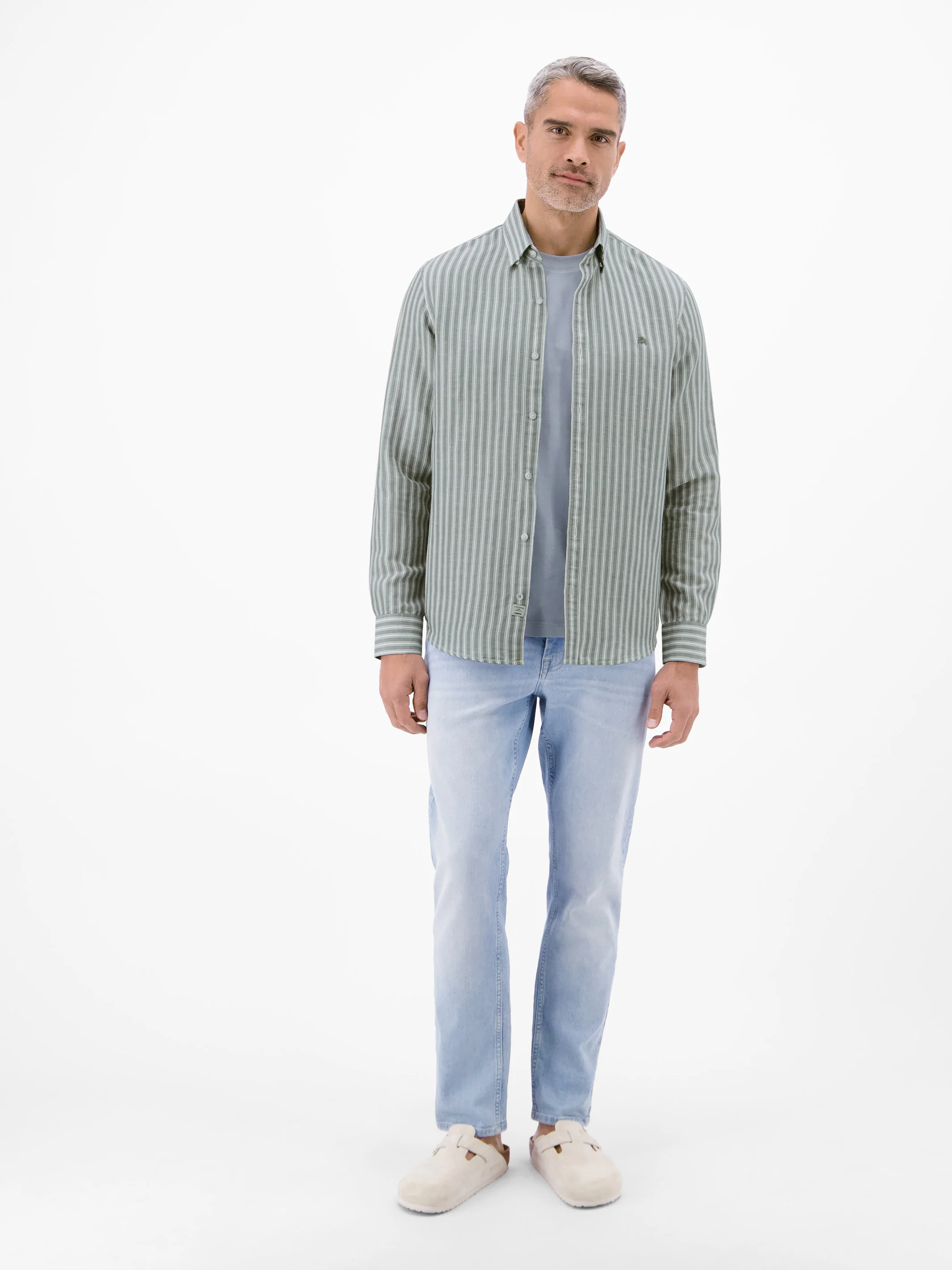 Gestreiftes Langarmhemd aus Leinen-Baumwoll-Mix - Image 8