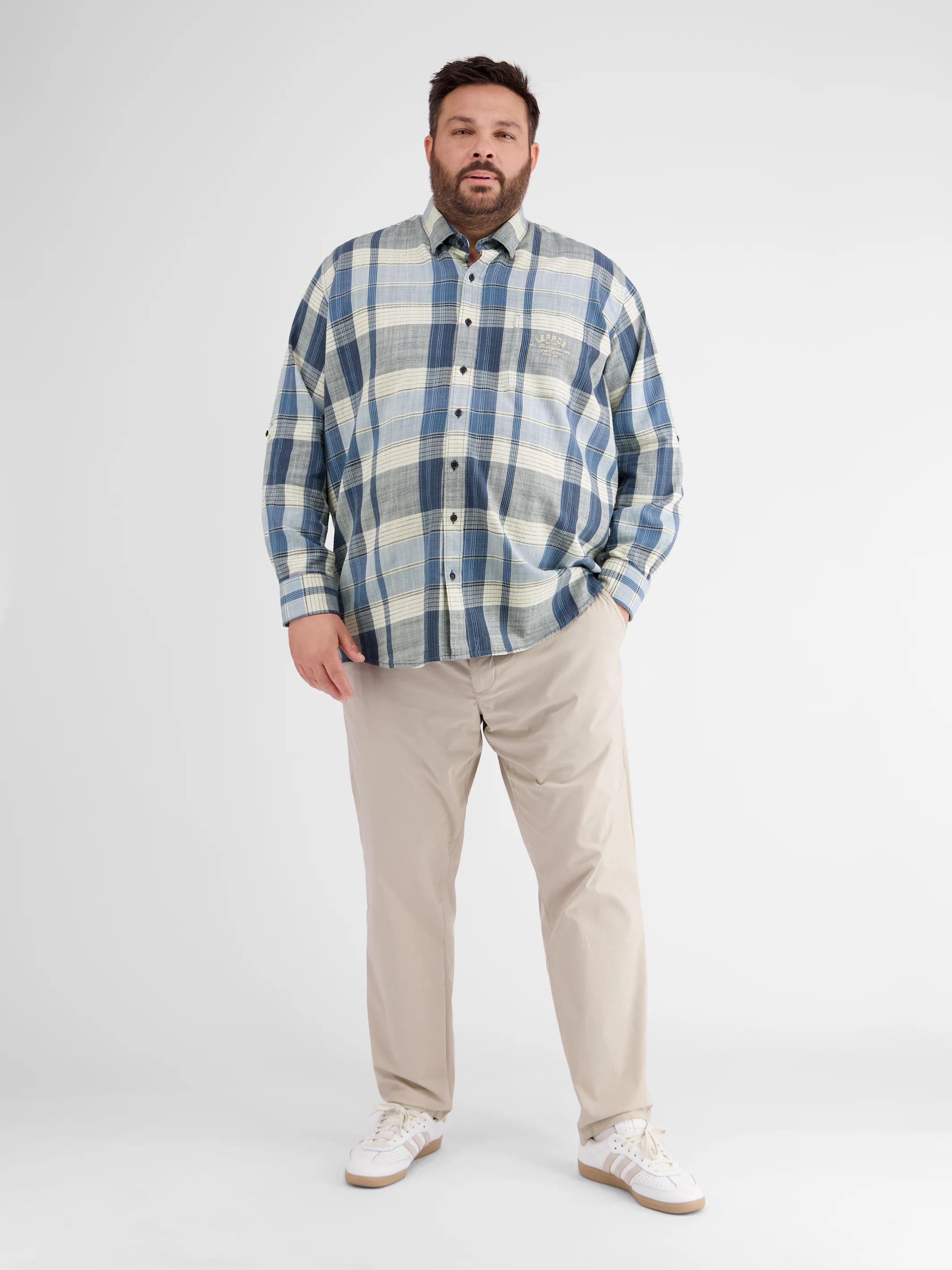 Kariertes Herrenhemd von 3XL bis 6XL mit verdecktem Button-down-Kragen - Image 4