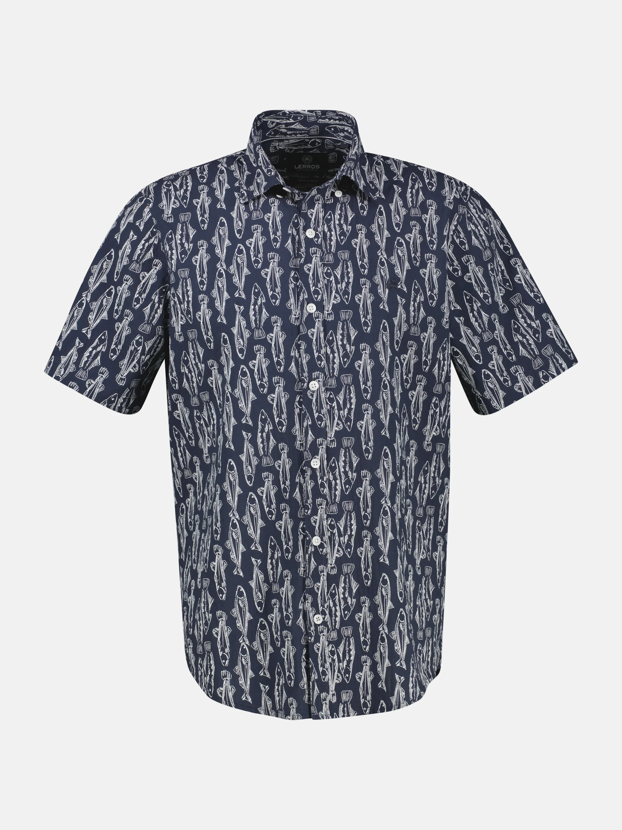 Kurzarmhemd mit marinem All-over-Print - Image 9