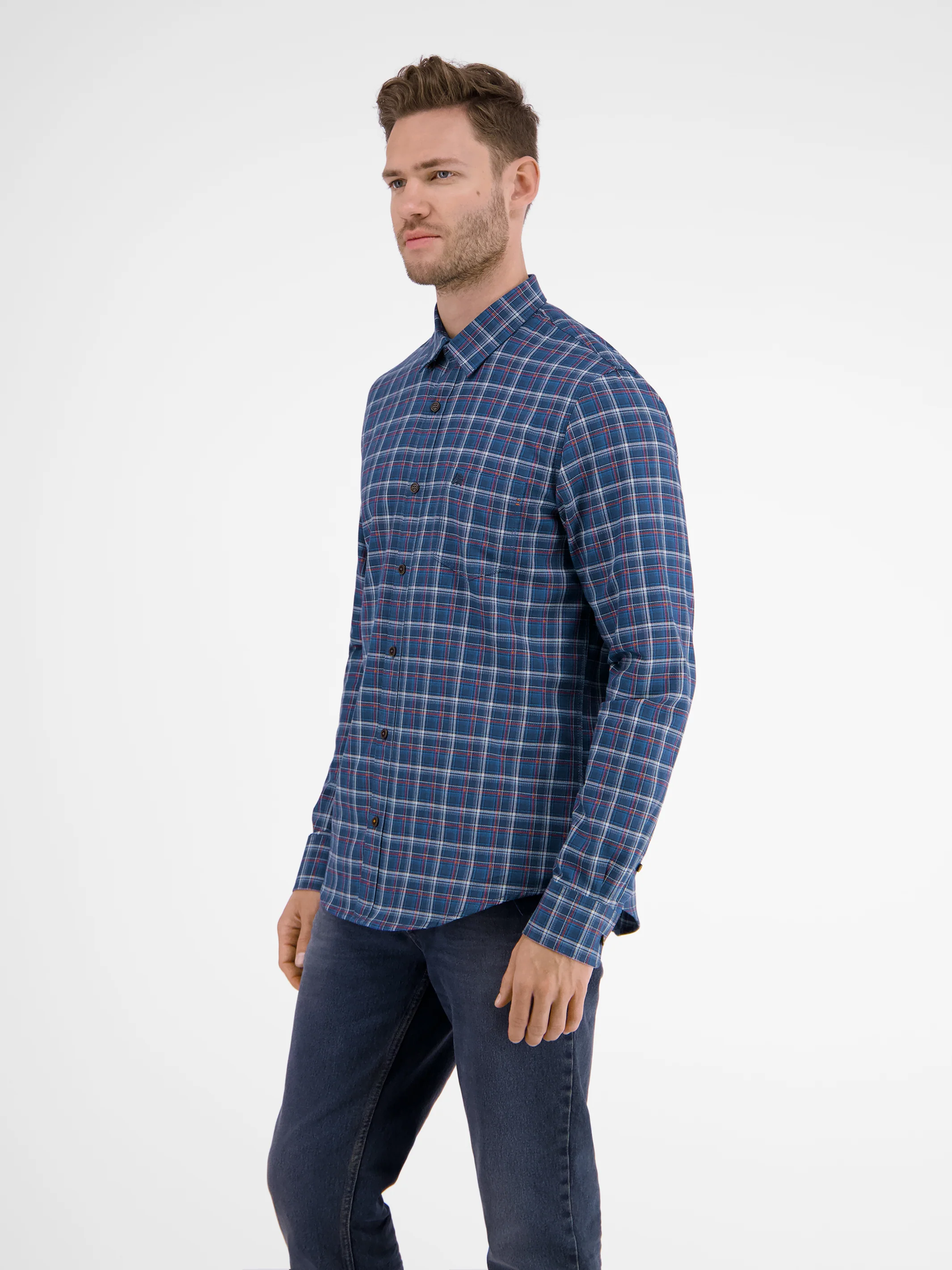 Langarmhemd , kariert, verdeckter Button-down-Kragen - Image 3