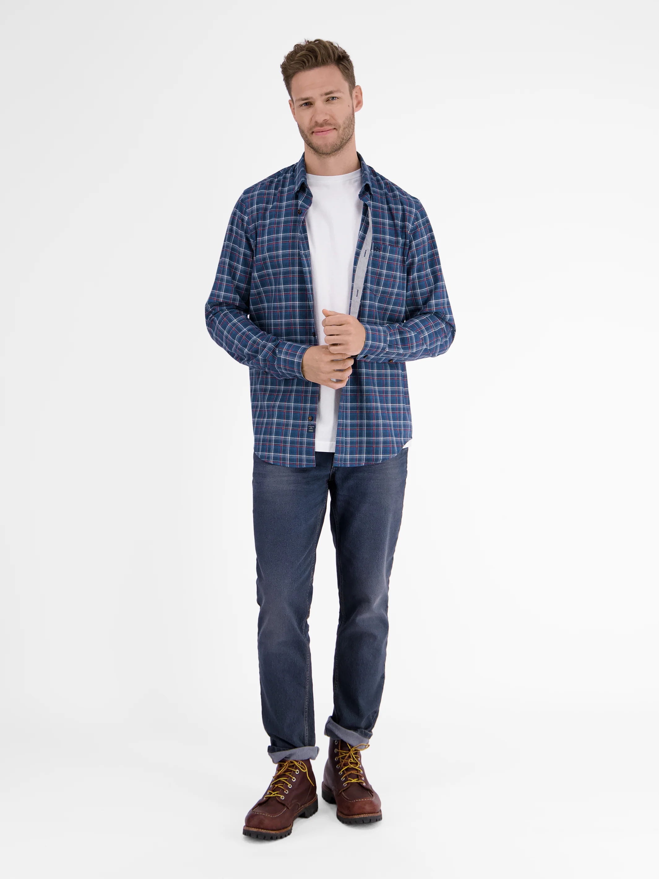 Langarmhemd , kariert, verdeckter Button-down-Kragen - Image 4