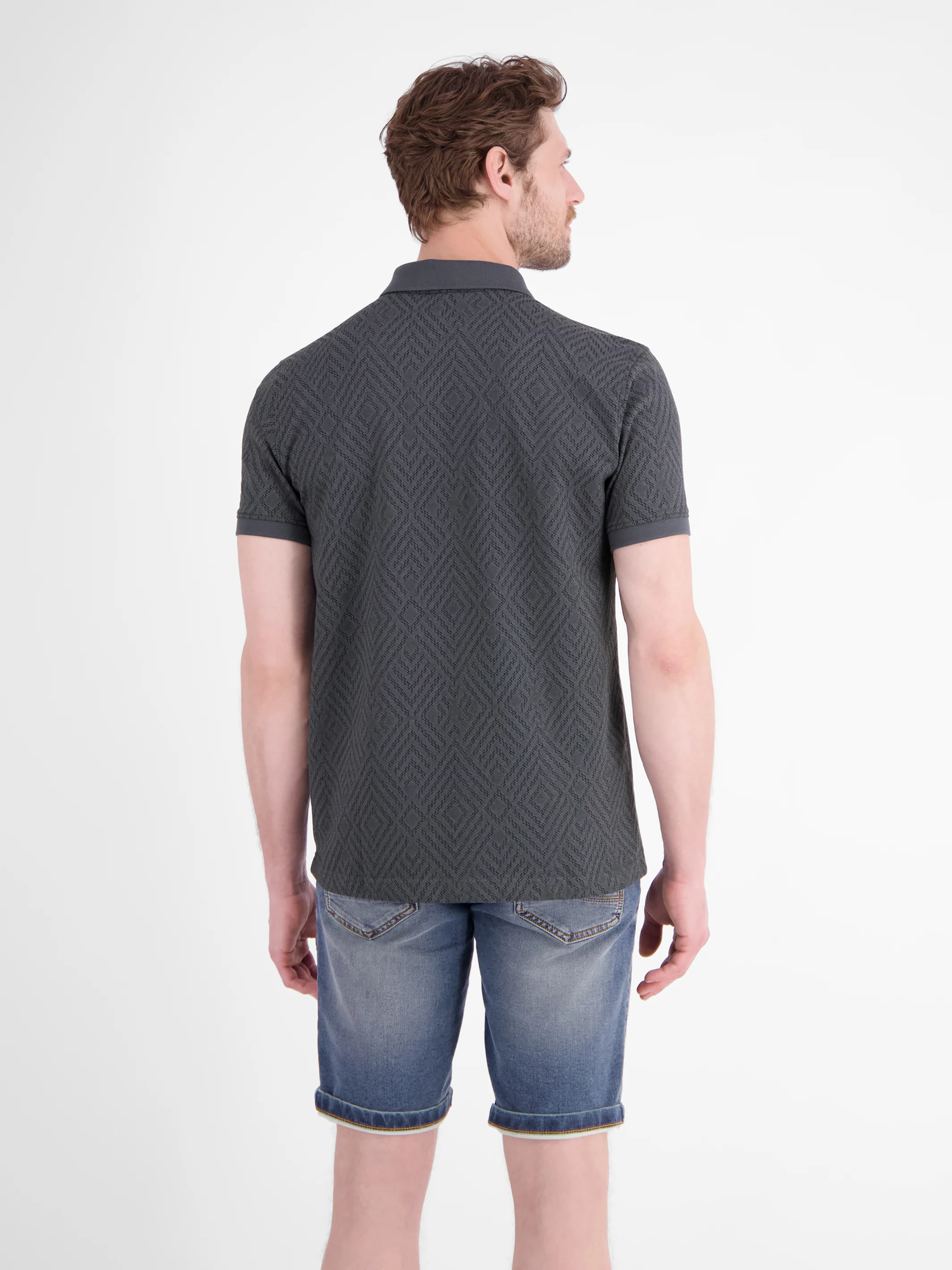 Poloshirt mit rautenförmigem Jaquard-Muster in 2-Tone-Optik - Image 4