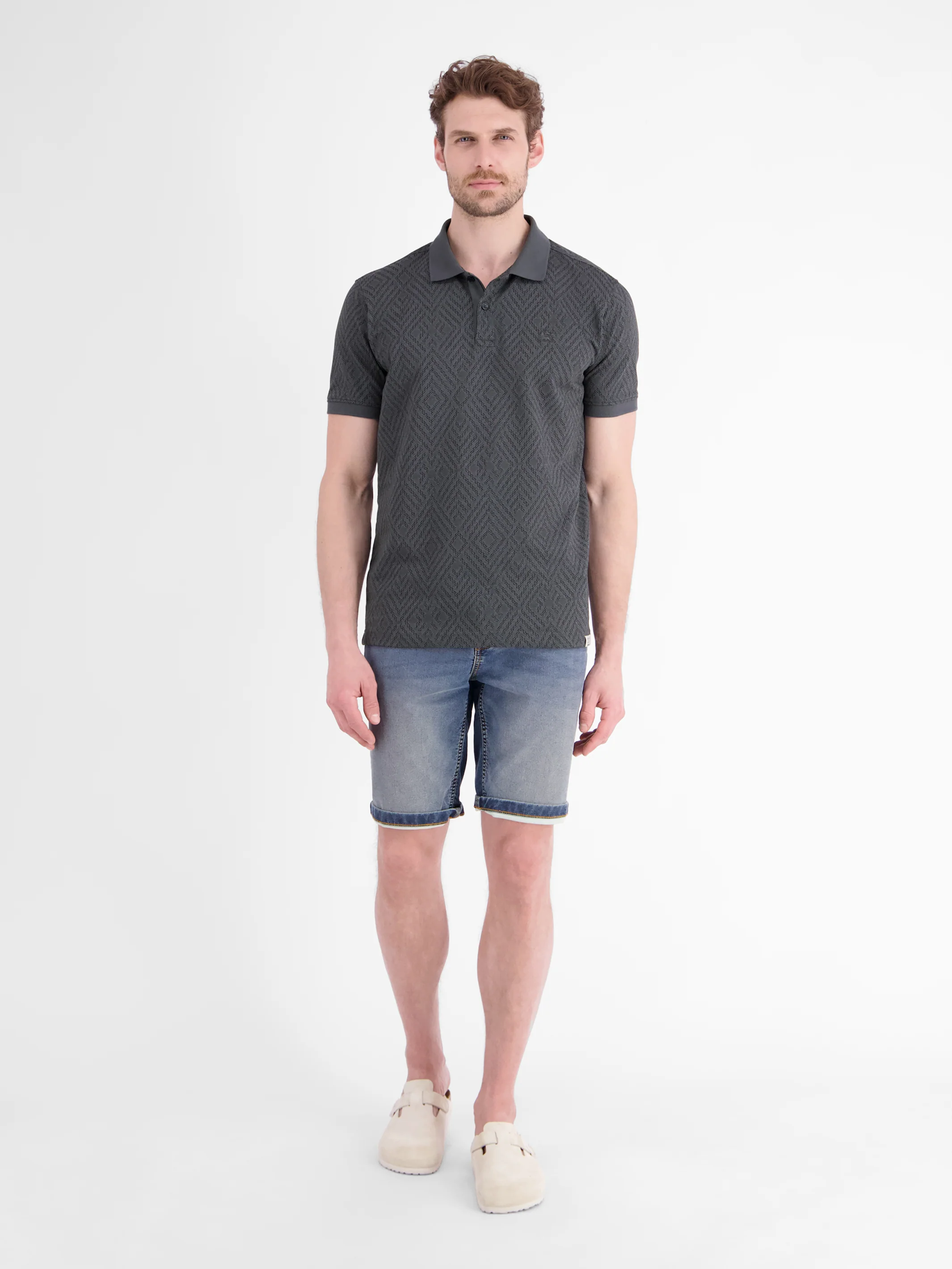 Poloshirt mit rautenförmigem Jaquard-Muster in 2-Tone-Optik - Image 6