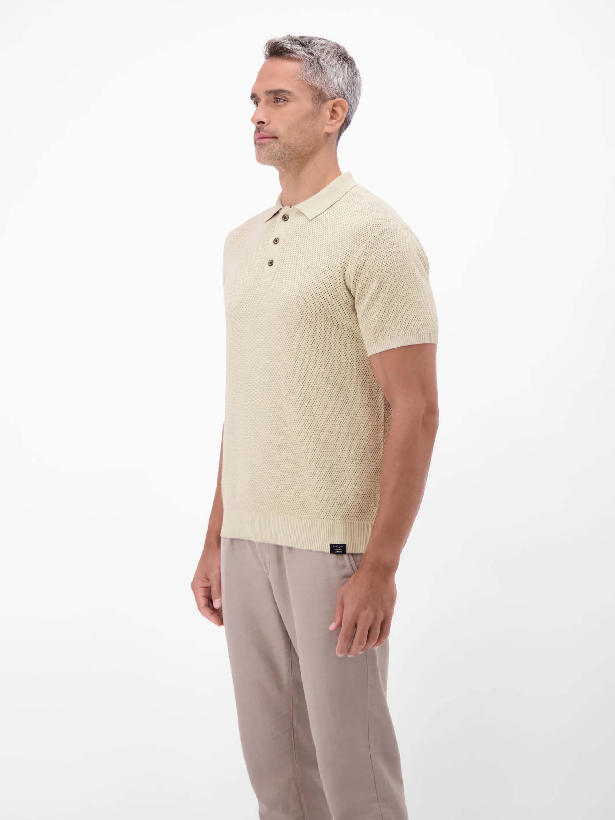 Unifarbenes Poloshirt in Strukturqualität - Image 4