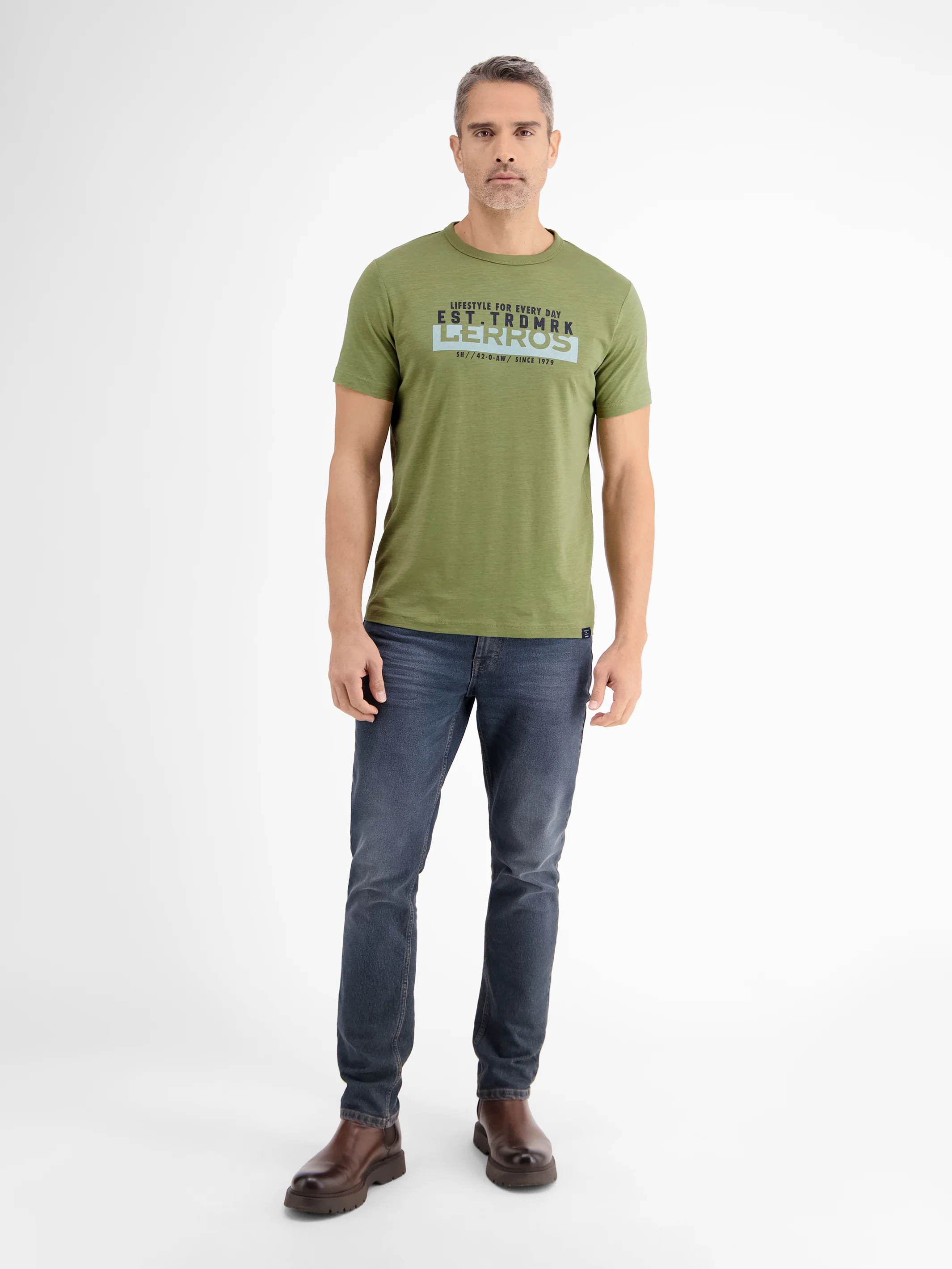 Unifarbenes T-Shirt mit Print - Image 11