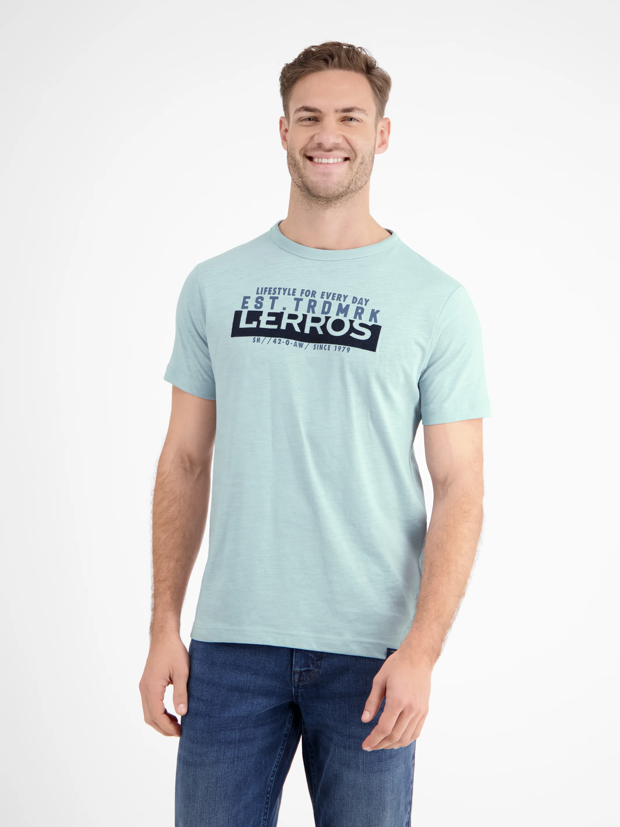 Unifarbenes T-Shirt mit Print - Image 15