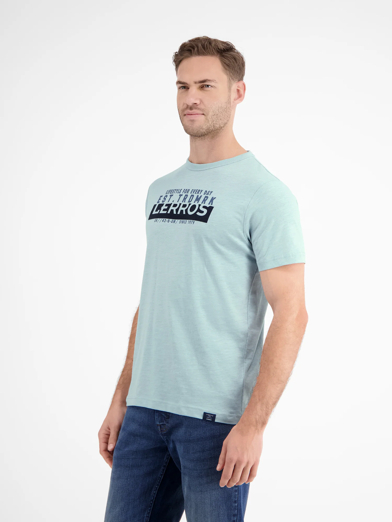 Unifarbenes T-Shirt mit Print - Image 16